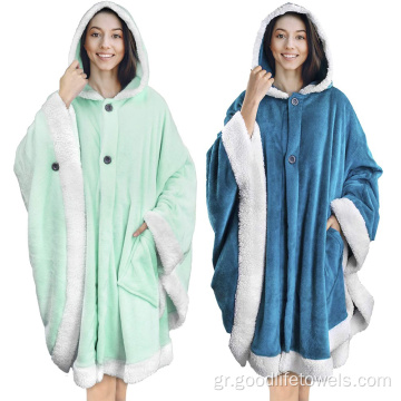 Custom Sherpa φορετό κουκούλα με κουκούλα με τσέπη